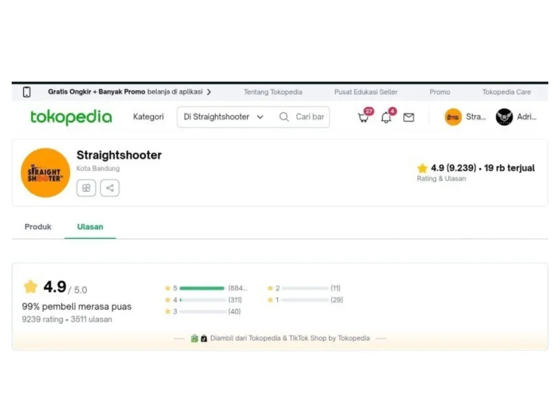 Performa Shop Straightshooter di Tokopedia 